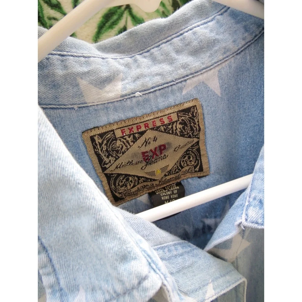 Vintage express star pattern button down tank top 🍃 - Picture 4 of 5